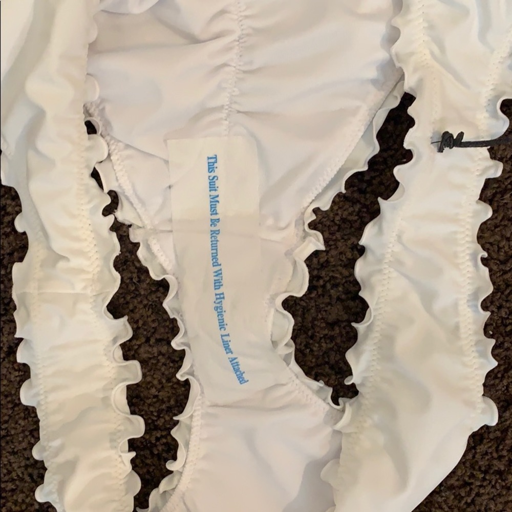White Cheeky Ruffle Bathing suit Bottom - Picture 7 of 8